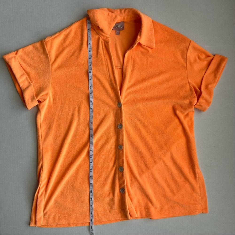 Show Me Your Mumu Women's Orange Terry Knit Parker Button Down Medium‎ - Picture 5 of 12